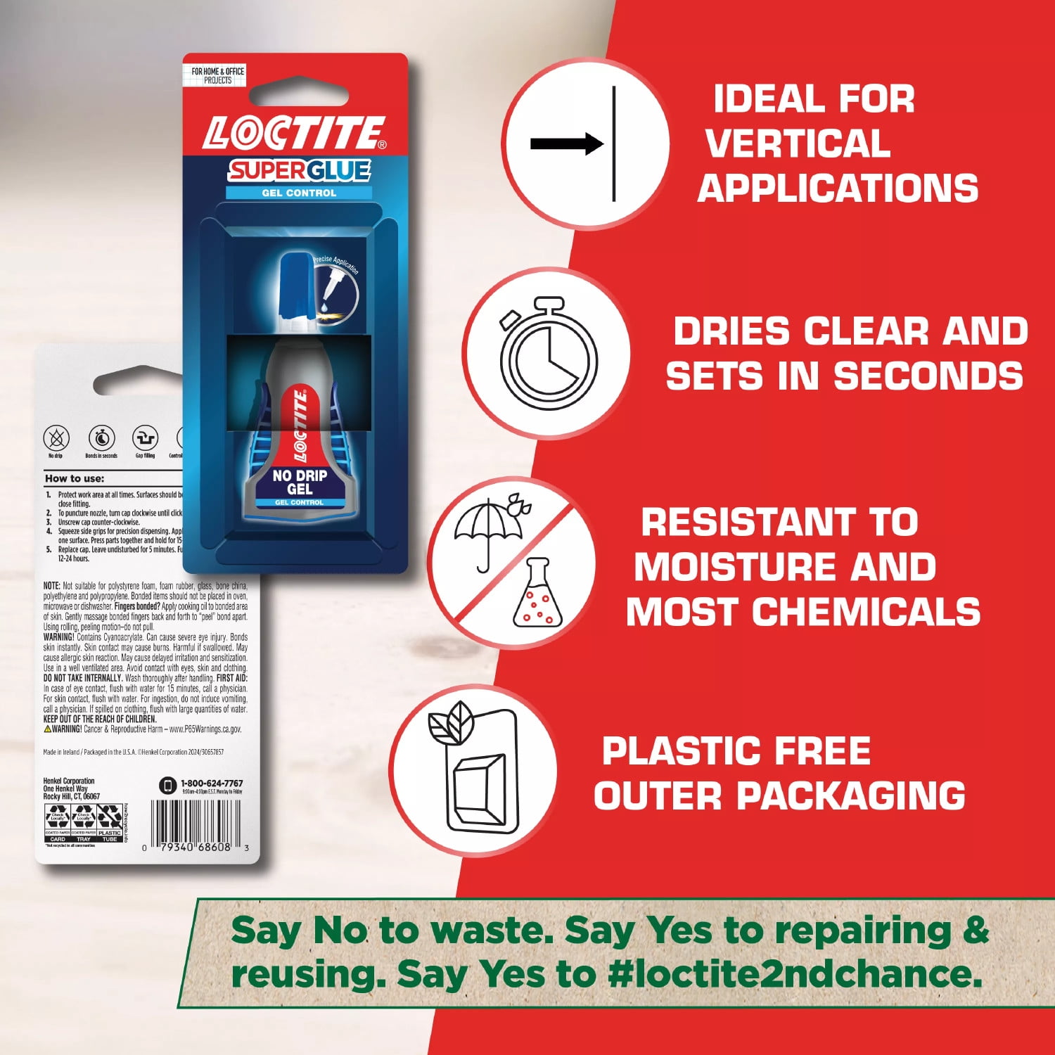 Loctite Super Glue Gel Control, Pack of 1, Clear 0.14 fl oz Bottle
