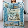 thumbnail image 2 of Nautical Anchor Blanket Christian Jesus Sea Turtle Decor Throw Blanket Jesus is The Anchor of My Soul Blanket Gifts for Girls Boys Warm Soft Plush Fleece Flannel Blanket for Kids Adults Women 40"x50", 2 of 6