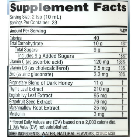 Zarbee's Naturals Cough Syrup + Mucus Nighttime with Melatonin, Honey Lemon, 8 fl oz
