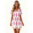 thumbnail image 6 of Women's Floral Print V-Neck Short Sleeve Casual Dress with Pocket, Pullover Summer Dress, Lightweight Comfort Fit, Fashionable Women's Clothing,White,M, 6 of 8