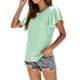 thumbnail image 1 of Camiseta de mujer Sonducket con volantes color sólido Verde claro S, 1 of 6