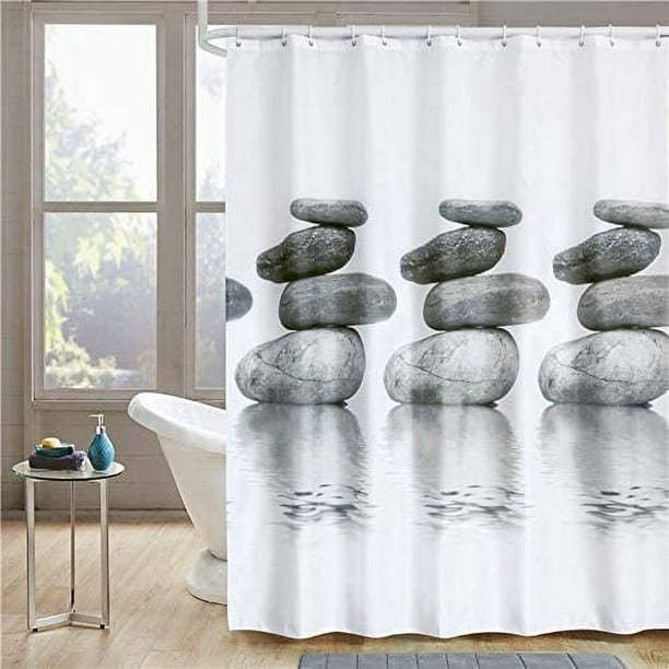 Cortina de ducha impermeable Parkarma de 180 x 210 cm con dobladillo reforzado y 9 ganchos, antimoho para baño (piedra)