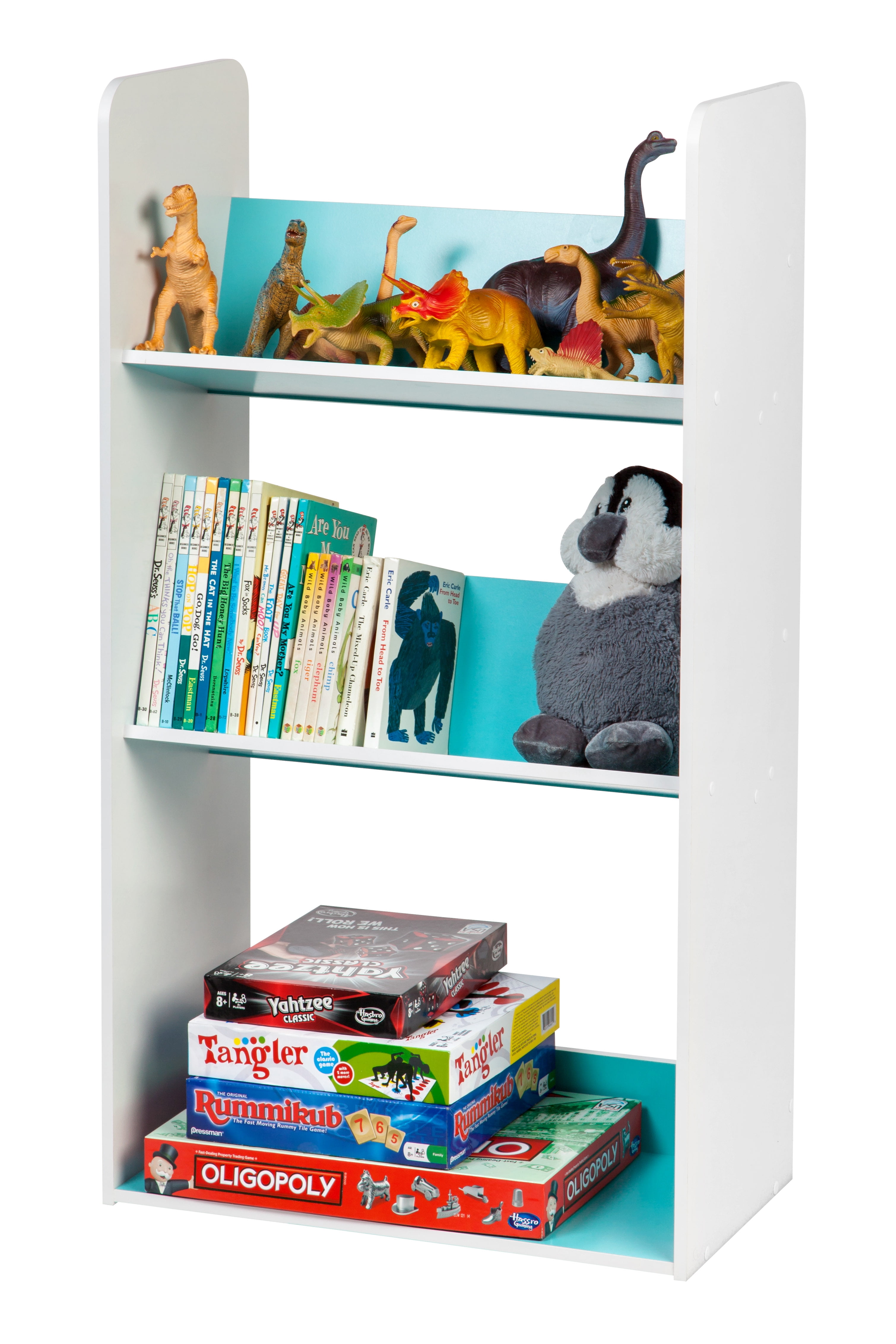 Iris Usa Kids 3 Tier Bookcase Storage White And Blue Finish Walmart Com