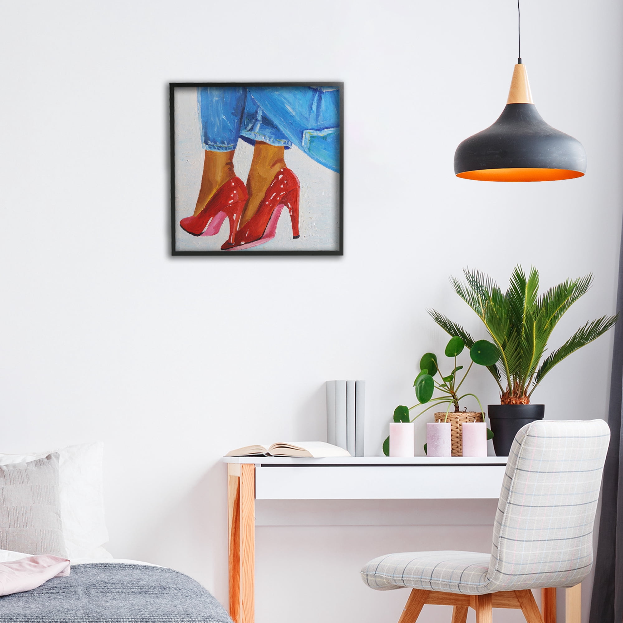 Stupell Industries Glossy Red Pumps & Jeans Black Framed Giclee Art, design by Violeta Vollmer