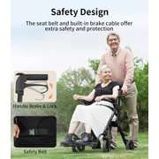 VOCIC Z51 Foldable 4-Wheel Rollator with Seat, Transport Chair & Dual Brakes, Black, 300 lb Limit