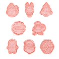 thumbnail image 2 of Galletas de Navidad, herramientas para hornear bricolaje, 8 piezas de plástico, sellos de galletas de Navidad, moldes de galletas divertidas de dibujos animados de Navidad Afortunado Sencillez, 2 of 5