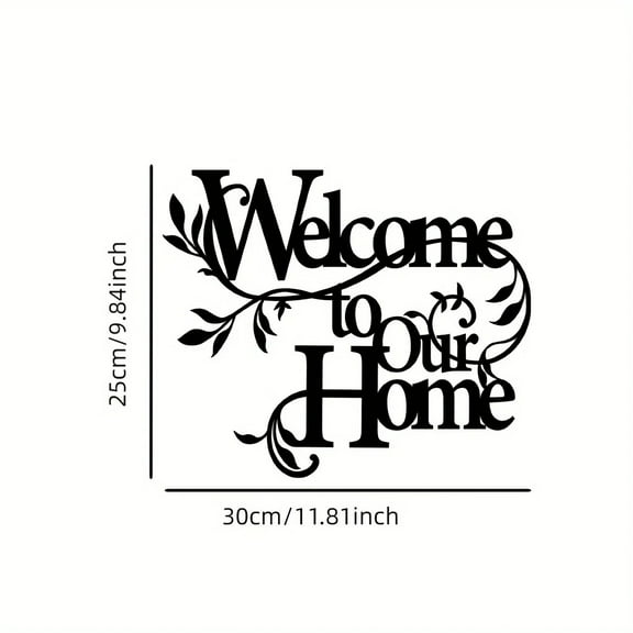 Alluring Metal "Welcome To Our Home" Wall Sign - 3mm Thick Steel, Matte Black, Indoor/Outdoor Porch & Living Room Decor, Housewarming Gift