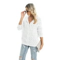 thumbnail image 3 of Womens Cardigan Sweater Thin Knit Cardigan Pompon Long Sleeve V Neck Button Down Lightweight White Sweater, S-2XL, 3 of 6