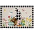 Spring Easter Door Mat Indoor Bathroom Rug Soft Carpet, Tartan Bunny
