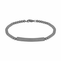 Metro Jewelry Gun Metal Gray Ion Plated Stainless Steel Ball Chain ID Bracelet