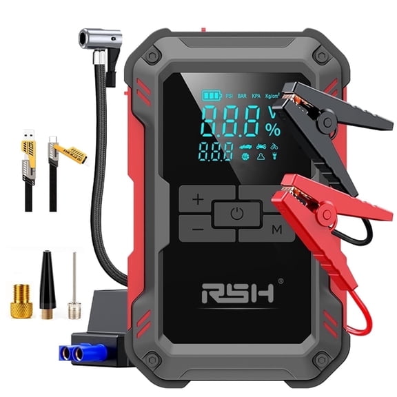 RSH 15000mAh Portable Car Jump Starter with 150psi Air Compressor, 4000A Peak Battery Booster Black