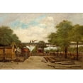 thumbnail image 2 of Trouillebert, Paul Desire 32x23 Black Ornate Wood Framed with Double Matting Museum Art Print Titled - Construction of an Elevated Railway Bridge over the Cours de Vincennes, 2 of 4