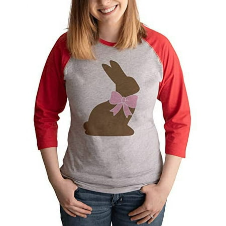 7 ate 9 Apparel Women s Happy Easter Shirts – Chocolate Bunny Red Shirt 2XL