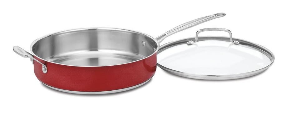 Details about   Cuisinart Chef's Classic Stainless 5-Quart Saute Pan w Helper Handle & Lid Red 