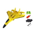 thumbnail image 3 of Avión de control remoto de 2 canales, avión de combate anticolisión, juguete volador para exteriores amarillo 3 batería, 3 of 9