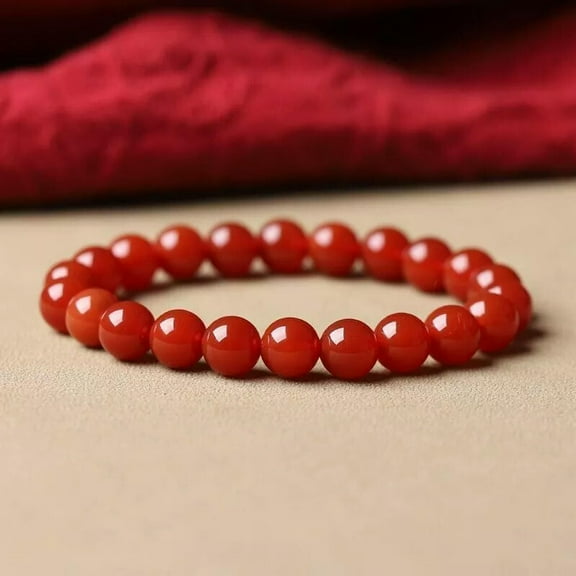 K-KED Natural Red Jade 8mm Round Beads Healing Calming Reiki Gemstone Chakra Bracelet
