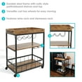 thumbnail image 4 of Sunnydaze Industrial MDP Rolling Bar Cart with Wine Storage Rack, Brown, 4 of 9