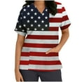 thumbnail image 3 of Womens 4Th of July Summer Scrub Tops Independence Day Workwear Protective Shirts V Neck Tee Short Sleeve Tops Soft Stretch Tunic Blouses USA Flag Star Patriotic T Shirts, 3 of 5
