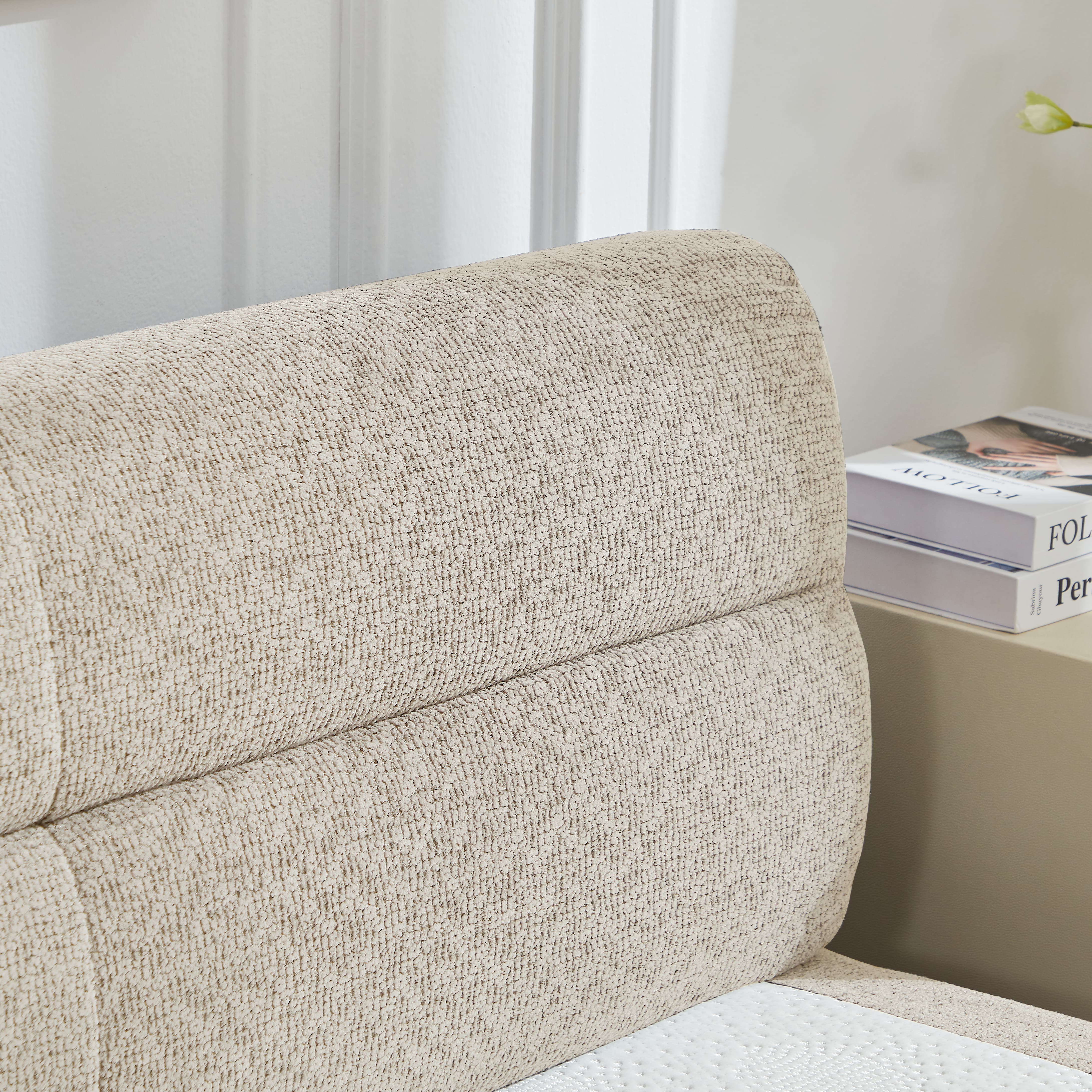MAYEERTY Compressible Chenille Bed with Spring Cushion, Minimalist & Stylish for Bedroom, 87*57*31"Grey