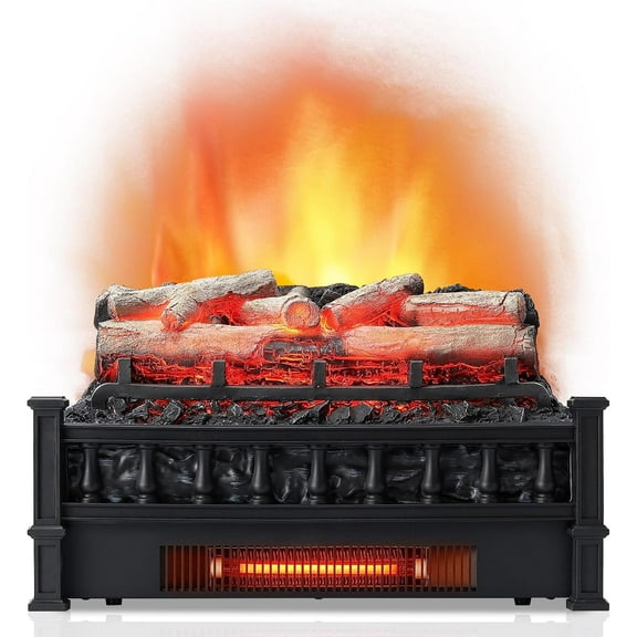 CZMJY 20” Electric Fireplace Log Set Heater with Adjustable Temp, Overheating Protection, Realistic Birch Wood Ember Bed, Infrared Quartz Electric Fireplace Insert for Home & Office Decor, 1500W