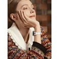 thumbnail image 5 of KOMI Bracelet en Cuir Véritable avec Étui Compatible avec Samsung Galaxy Watch 4 & 5 & 6 40mm 44mm avec Protecteur d'Écran à Paillettes, Bracelet en Cuir Métal 20mm pour Femmes Or Rose/blanc, 5 of 5