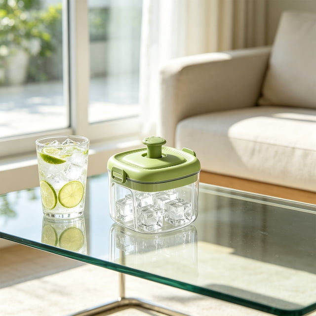 Press-to-Release Ice Cubes Tray With Lid Food-Grade Refrigerator Ice Lattice
