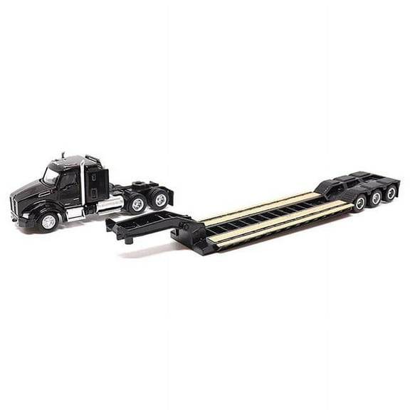 Kenworth T880 SBFS Sleeper Tandem Tractor Black w/Trailer & CAT 320D L Hydraulic Excavator 1/87 Diecast Model by Diecast Masters
