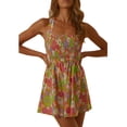 thumbnail image 1 of Txlixc Vestido Sin Mangas Sin Espalda Para Mujer, Estampado De Flores Plisado Vendajes De Amarre Verano Casual Corte Suelto Corto De Una Pieza Txlixc  Moda, 1 of 4
