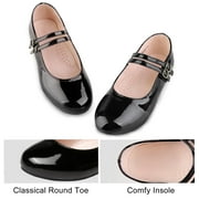 HOMEHOT Girls Dress Shoes Mary Jane Shoes for Girls Princess Ballerina Flats Back to School Shoes for Girls Party Wedding Black Big Kid 4
