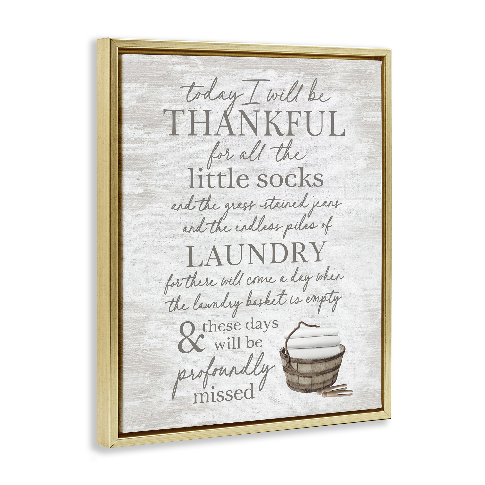 Stupell Industries Heartfelt Laundry Phrase Typography Painting Gold Floater Framed Art Print Wall Art, 17 x 21