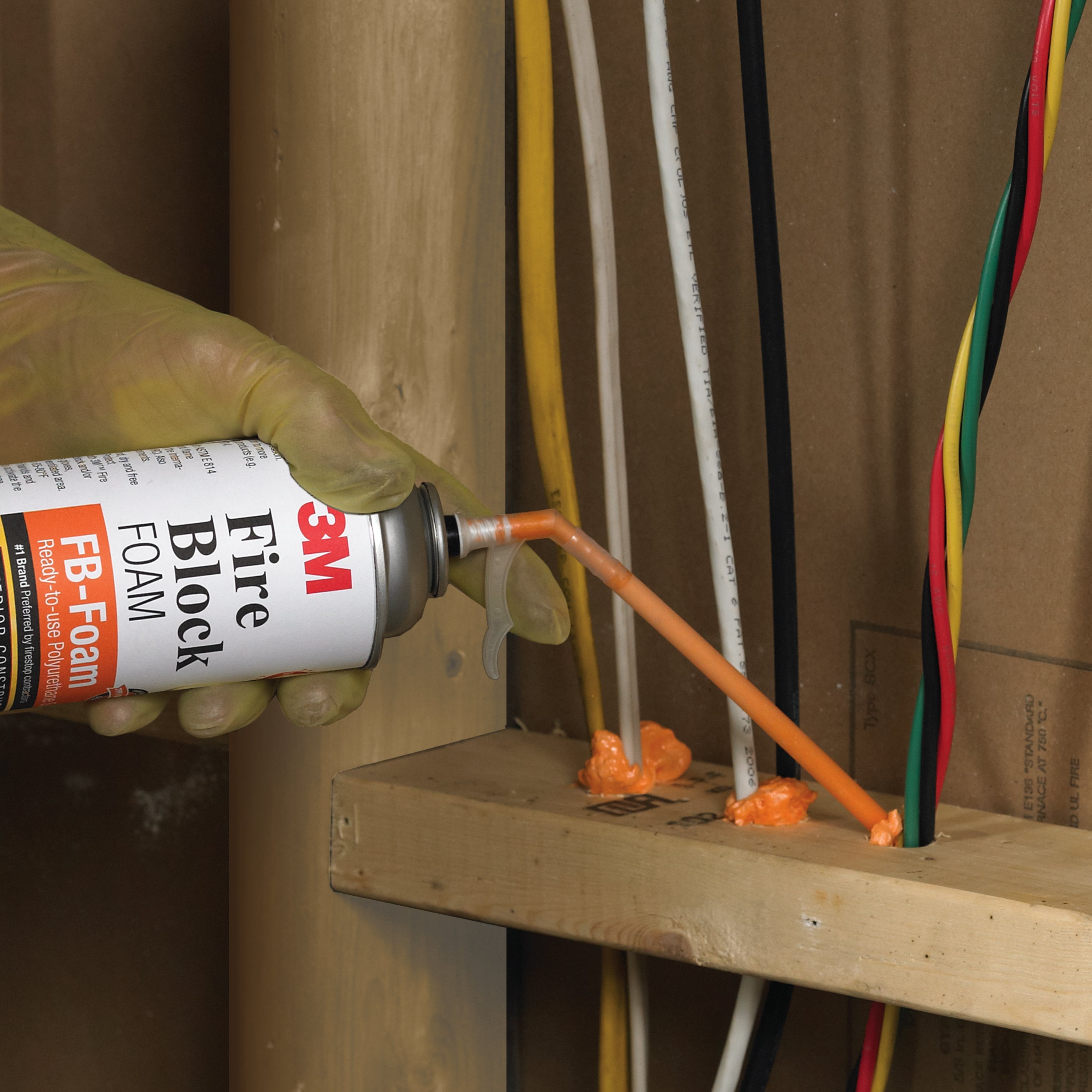 3M Fire Block Foam FBFoam, Orange, 12 fl oz Can, 6/case