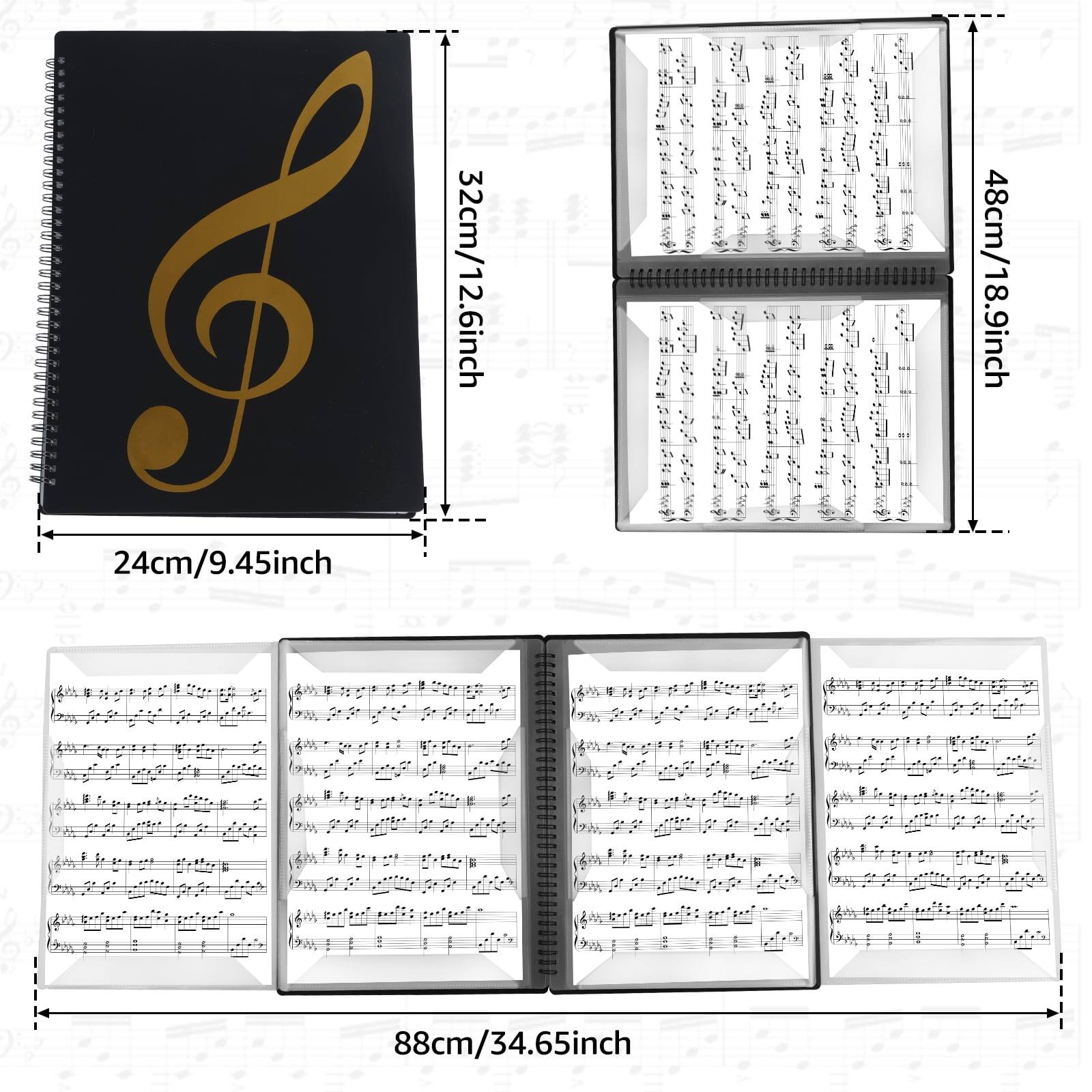 Sheet Music Folder 4 Pages Expand Piano Sheet Music Binder Elegant