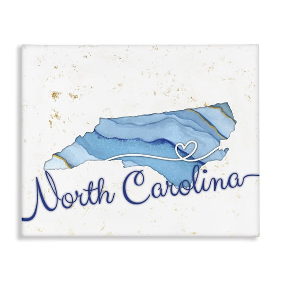 Stupell Industries Modern North Carolina Agate Blue US State Design Canvas Art, 24 x 30, by Ziwei Li