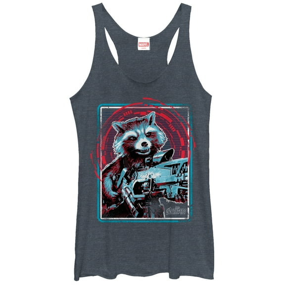 Women's Marvel Avengers: Infinity War Rocket Frame Racerback Tank Top Navy Blue Heather Medium