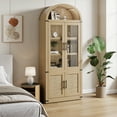 thumbnail image 3 of Modern Arched Door Bookcase, 5 Tier Farmhouse Bookshelf with Storage, Tall Wooden Display Cabinet for Living Room, Kitchen, or Office, 3 of 8