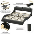 thumbnail image 3 of King Bed Frame with RGB Led Lights & Charging Ports,Modern Faux Leather Upholstered Platform Bed with Headboard Wave Like Curve Low Profile Bed,Wood Slats Support,Squeak Resistant,Black, 3 of 9