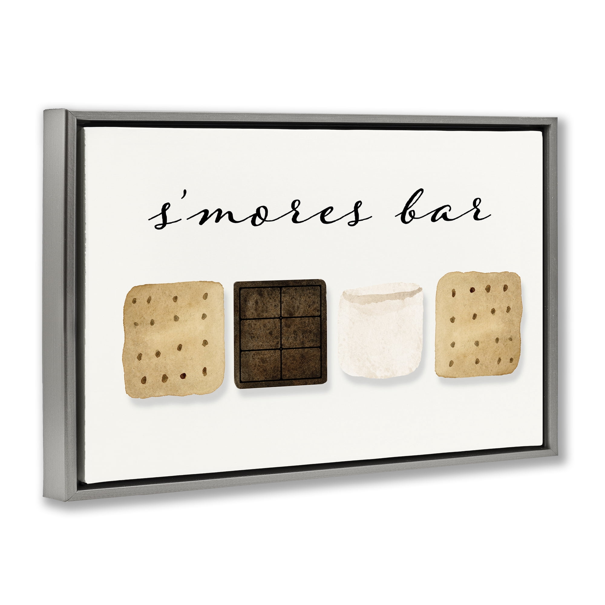 Stupell Industries S'mores Bar Ingredients Food & Beverage Painting Gray Floater Framed Art Print Wall Art, 31 x 21