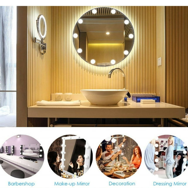 FUTUREORYY White LED Mirror Light with Punch Free Installation and Adjustable Color