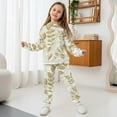 thumbnail image 3 of Uorisanigo Girls Boys Sweatsuit Set Oversized Leaf Print Pullover Hoodies and Athletic Cargo Jogger Sweatpants, Kids Long Sleeve Sweatshirt and Pants Outfits Pack of 2, 3 of 7
