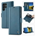 thumbnail image 1 of SaniMore for Samsung Galaxy S23 Ultra 2023 Case, PU Leather Magnetic Flip Folio Shell with Card Holders RFID Blocking Kickstand Shockproof TPU Magnetic Closure Business Cover, Blue, 1 of 10
