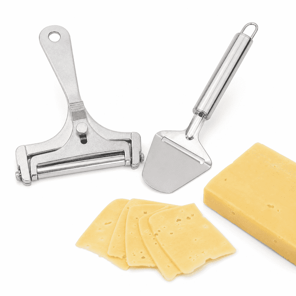 DIFELOP Cheese Slicer Set, 2-Piece Stainless Steel Cheese Shaver and Cheese Plane for Block Cheese, Dishwasher Safe