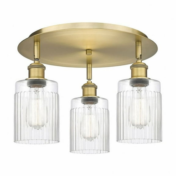 516-3C-BK-G341-Innovations Lighting-Hadley - 3 Light Flush Mount In Art Deco Style-9.5 Inches Tall and 16.25 Inches Wide-Matte Black Finish-Matte