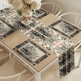 thumbnail image 2 of Ambesonne Floral Ethnic Table Runner & Placemats, Oriental Flowering, Placemat 4 pcs + Runner 14"x72", Pale Ruby Reseda Green, 2 of 4