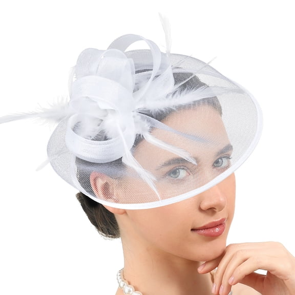 Classical Women Pillbox Hat Fascinator Hat For Wedding And Bridal Shower with Feathered Hair Accessory for Formal Event
