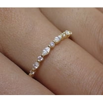 vylahjewellery Delicate 14K Yellow Gold Diamond Anniversary Ring Marquise and Round Stackable Wedding Band Handmade Jewelry for Her Everyday Wear Engagement Rings