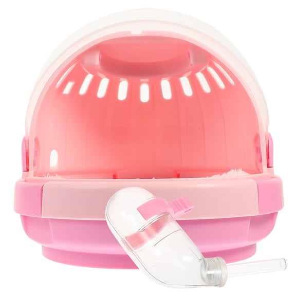 TITINICE Pink Portable Plastic Hamster Carrier Cage with Ventilation for Outdoor Travel Small Pets