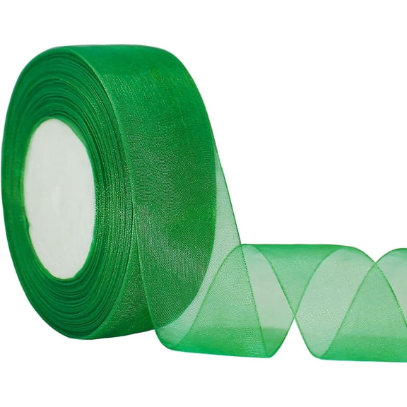 Green 2 Inch Sheer Organza Chiffon Ribbon for Bouquet Home Party Decoration ,Flower Bouquet Wedding Bow Award Ribbons Making Decorations,50 Yards