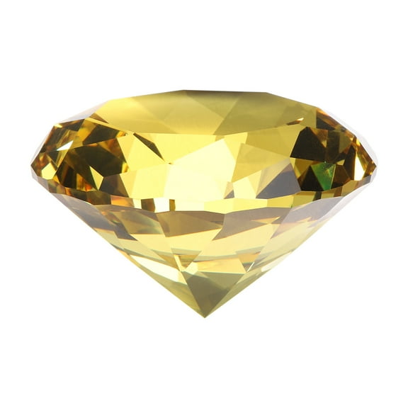 Clear Crystal Diamond Paperweight, 60mm(2.4") Artificial Diamond for Birthday Gift Parties Wedding (Light Yellow)