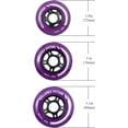 thumbnail image 4 of Rollerex VXT500 Inline Skate Wheels (Various Size & Color Options Available) (80mm Royal Purple (8 wheels w/ bearings, spacers and washers)) -Indoor Outdoor- Intended for Roller Blade Wheel Replacing, 4 of 8