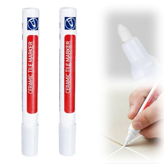 Grout Pen for Ceramic Tiles, Joint Pen for Ceramic Tiles, Tile Grout Marker Pen, Grout Repair Kit New Tile Grout Paint Marker, Grout Pen for Restoring Bathroom, Kitchen (2)M